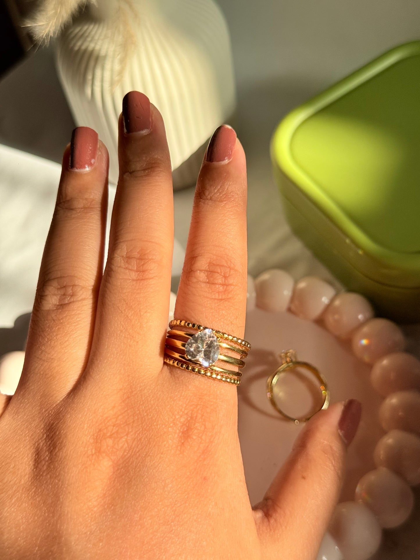 Royal heart stack ring