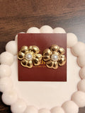 Pearl flower studs