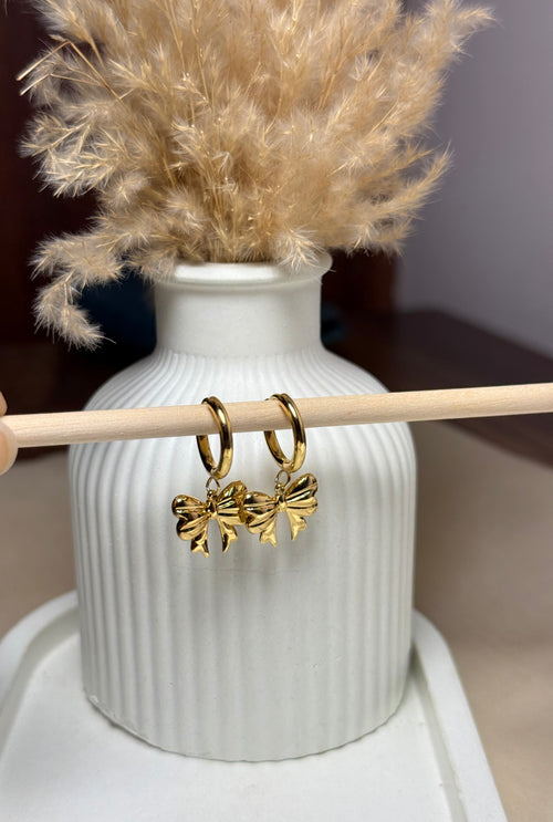 Bowie anti tarnish drop earrings bow inspired look
