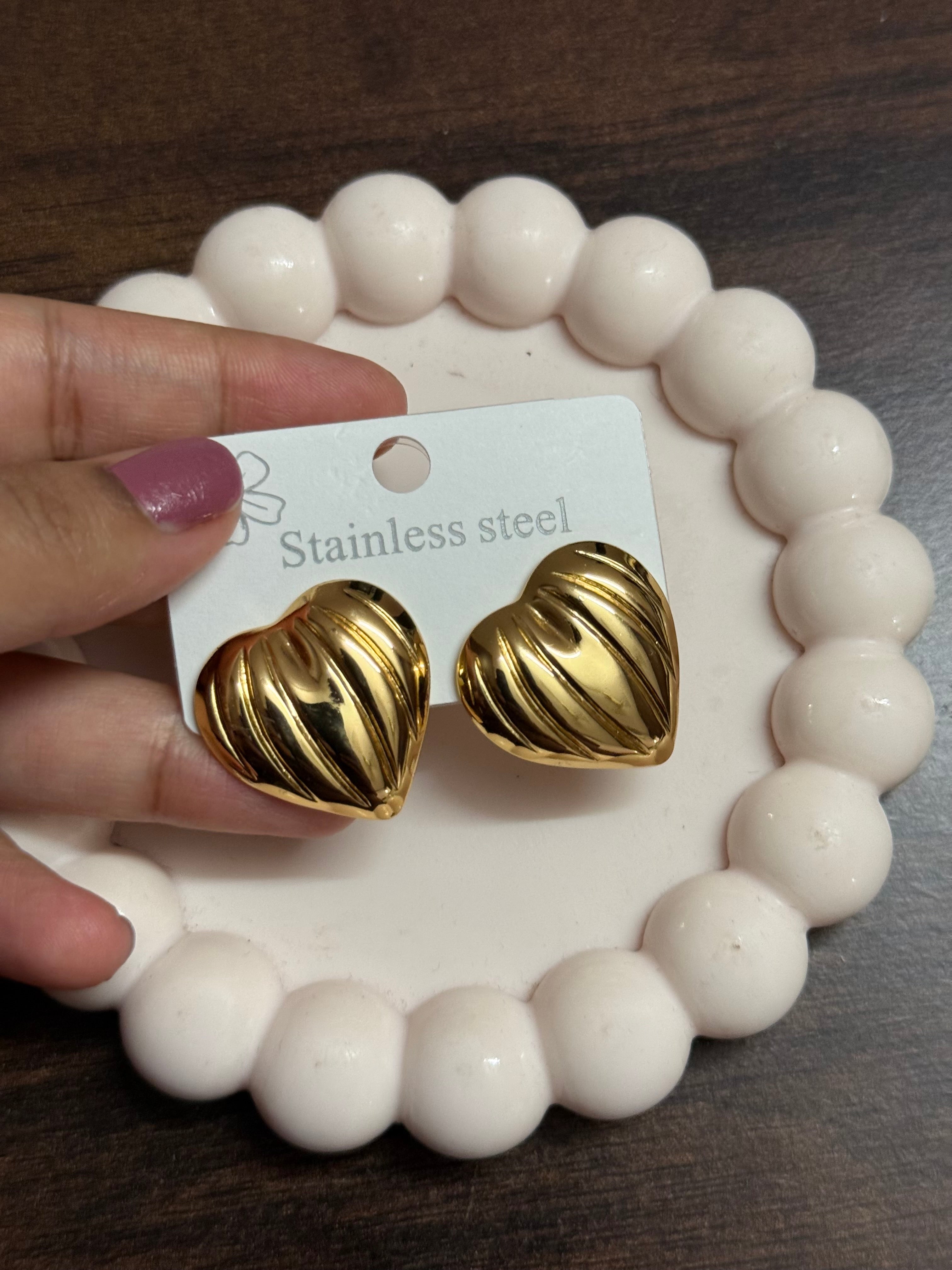 Golden heart studs