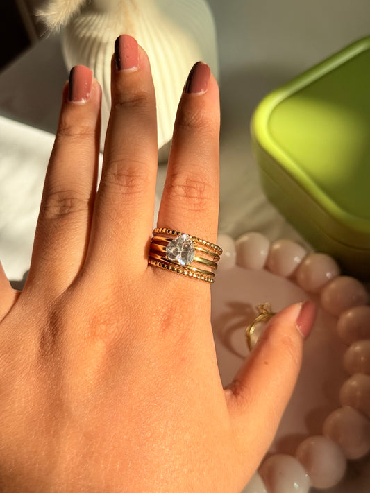 Royal heart stack ring