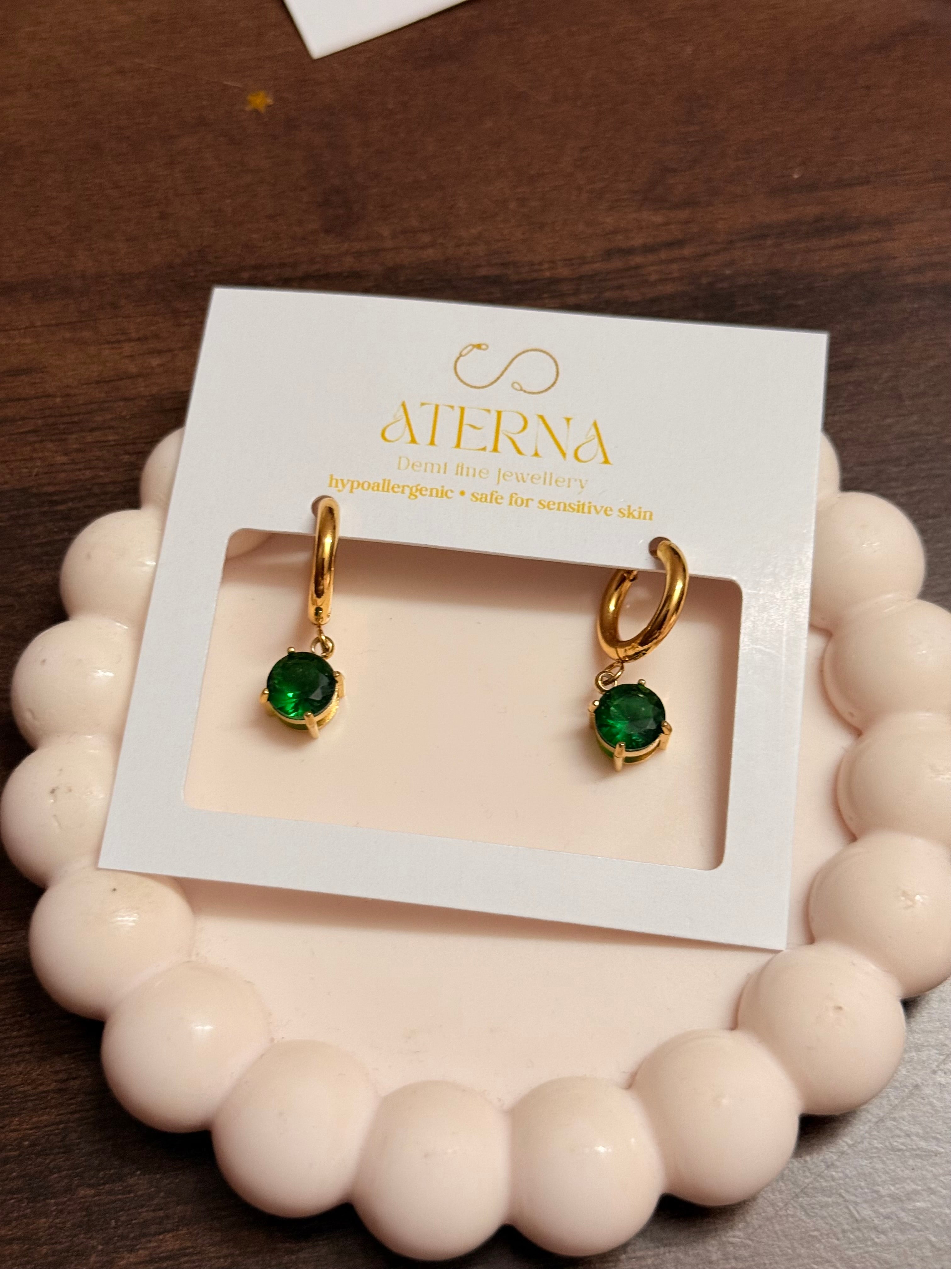 Green drop earrings