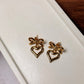 Bow heart anti tarnish earrings feminine style