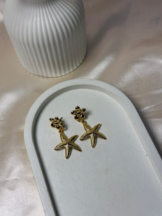 Hanging starfish anti tarnish earrings beach style
