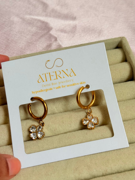Daisy charm hoops