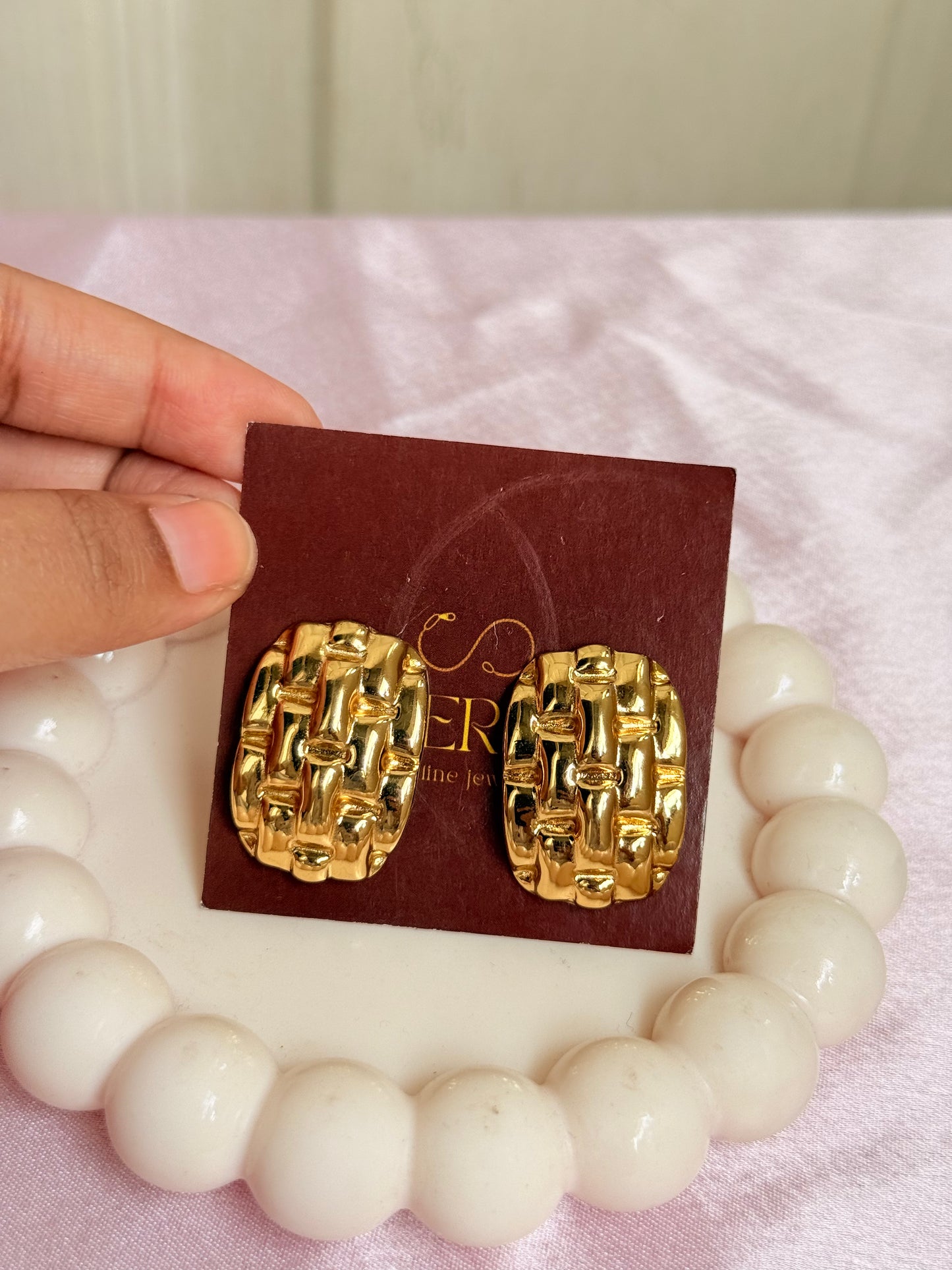 Gold Checkered Studs