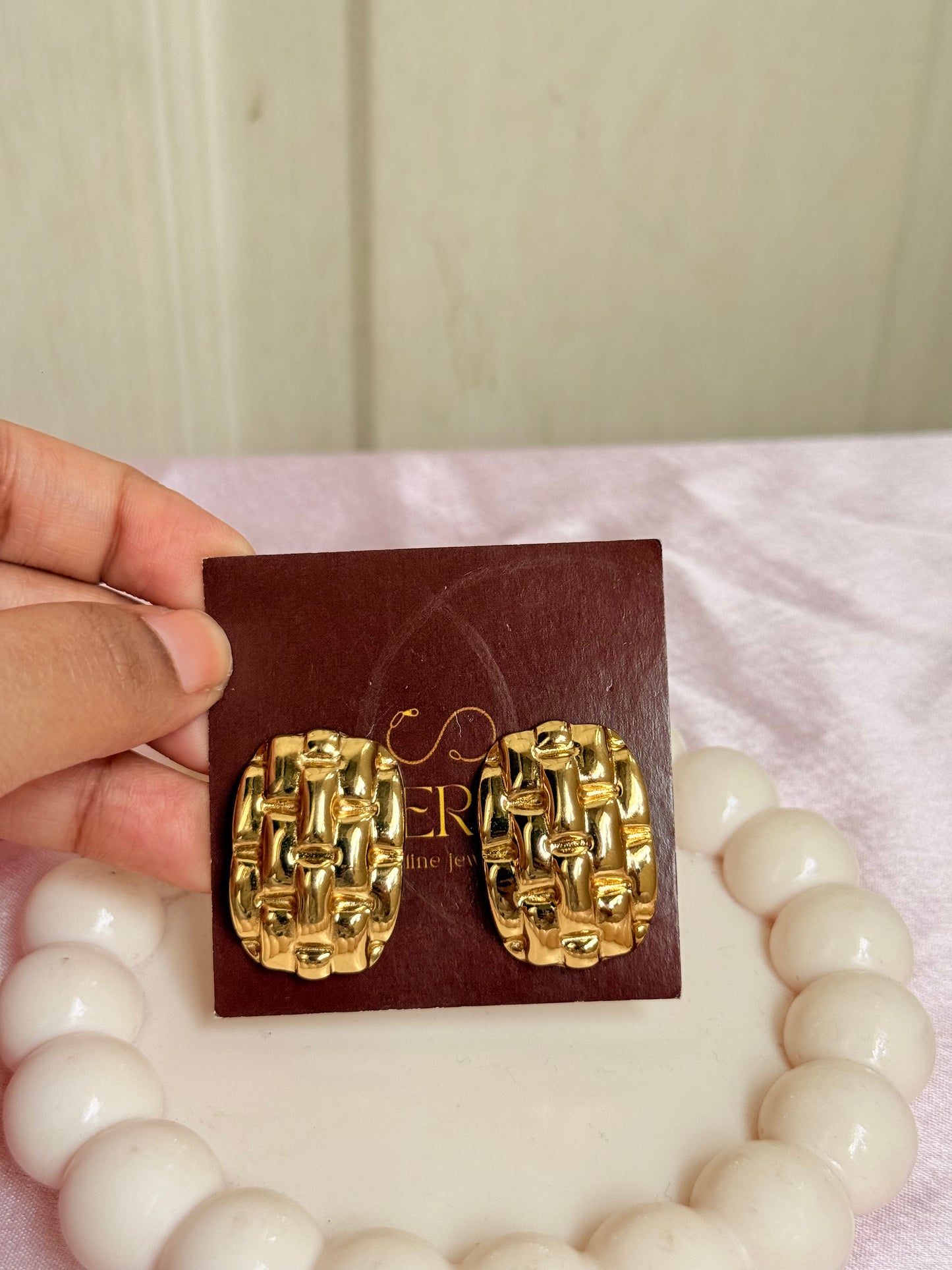 Gold Checkered Studs