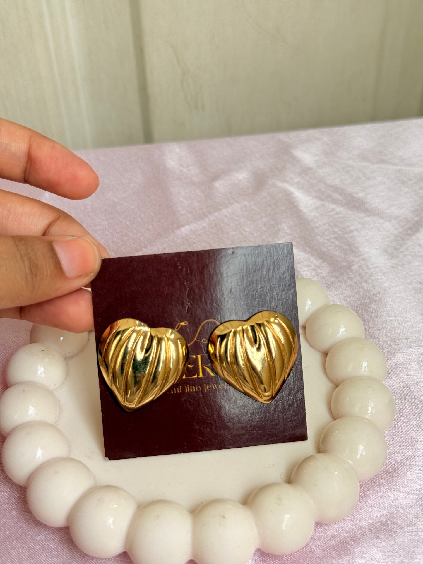 Golden heart studs