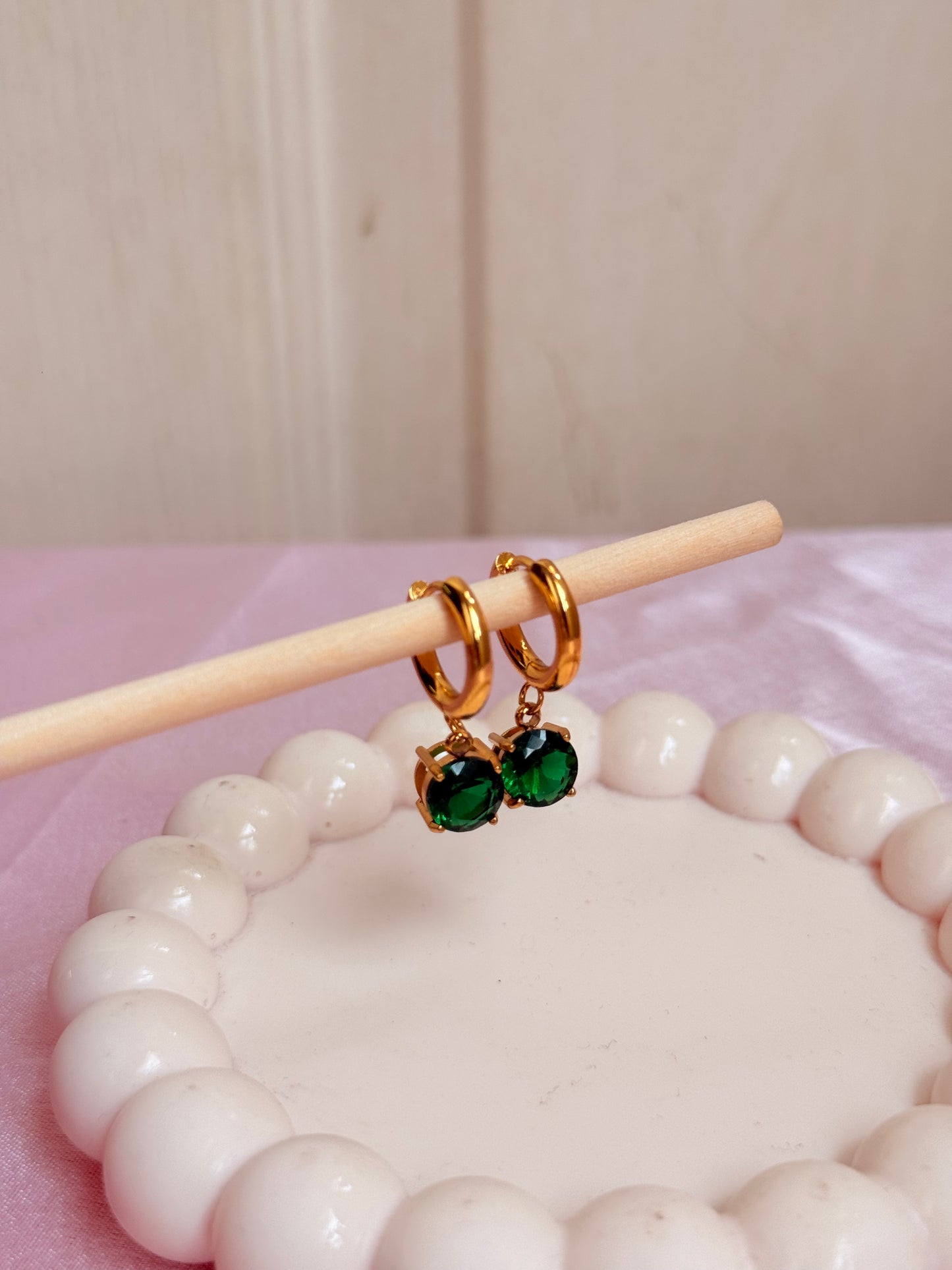 Green drop earrings