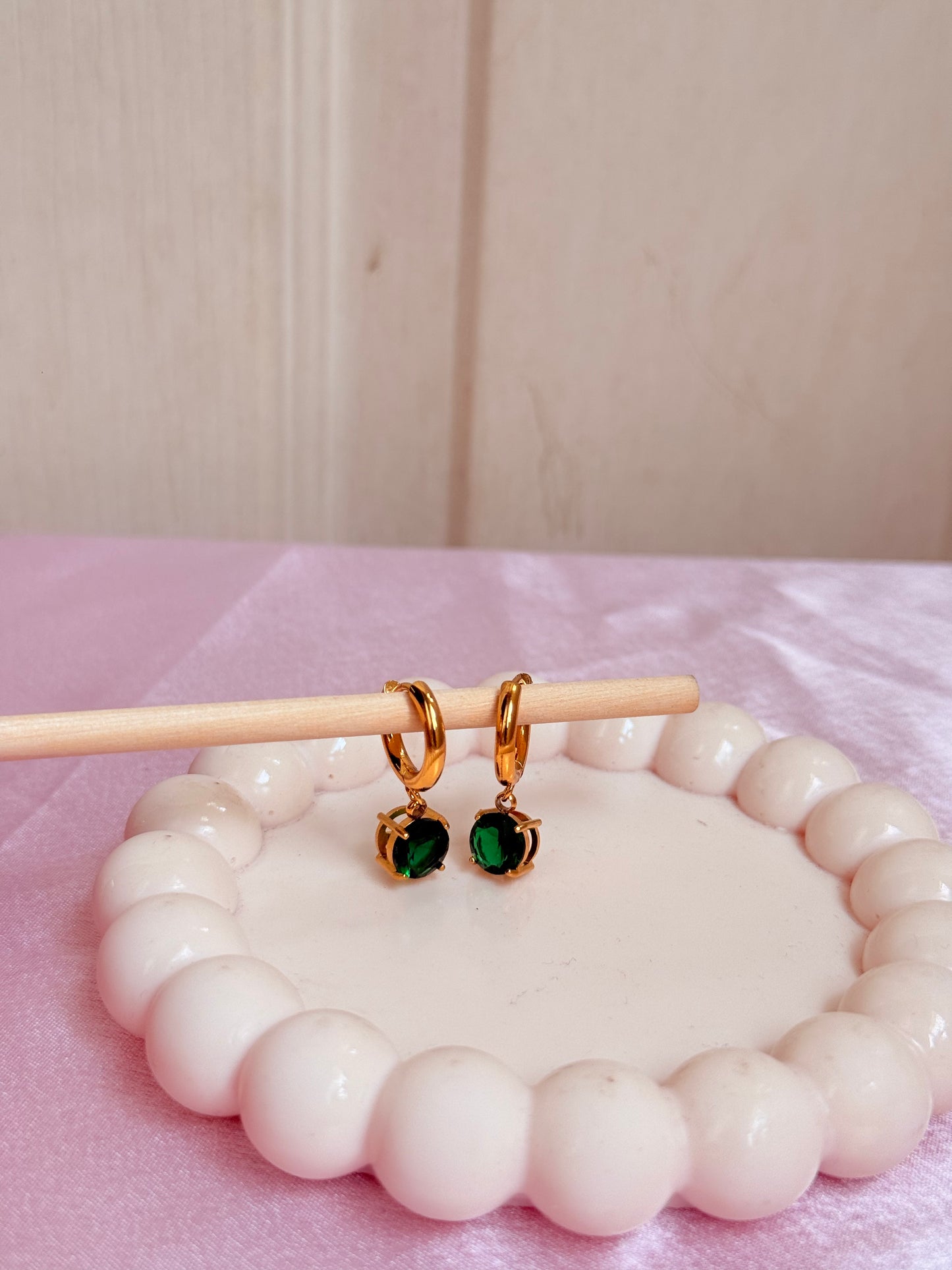 Green drop earrings