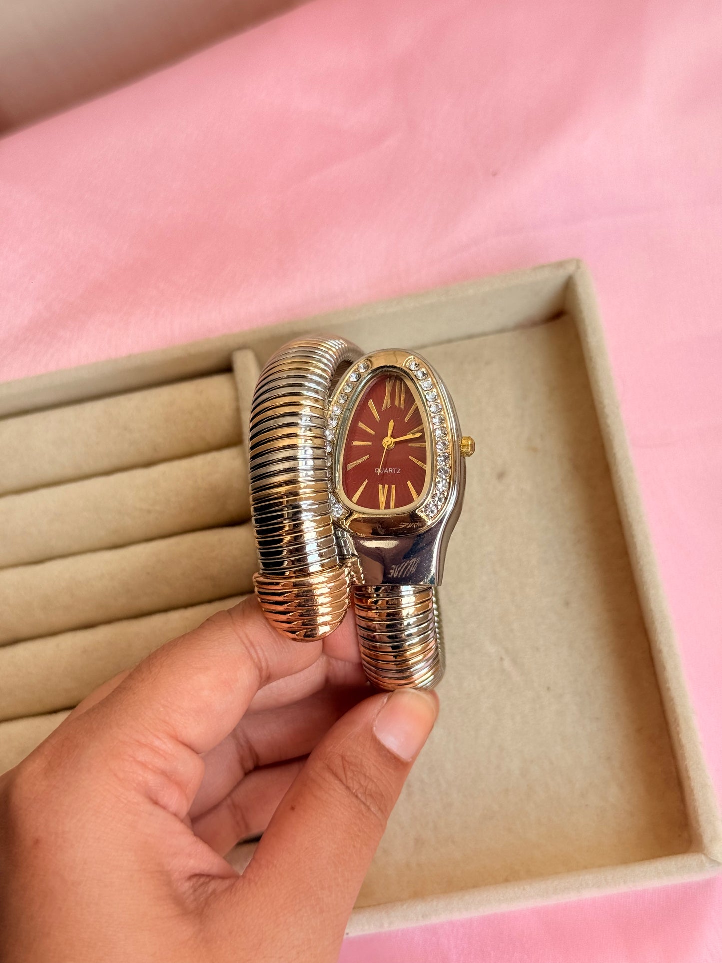 Dual tone serpent watch