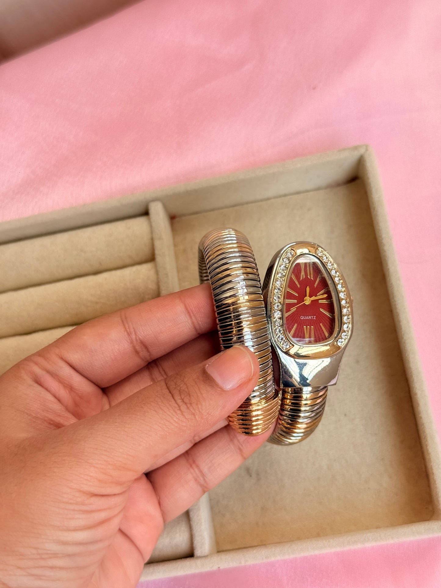 Dual tone serpent watch