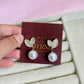 Leaf pearl drop earrings
