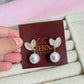 Leaf pearl drop earrings