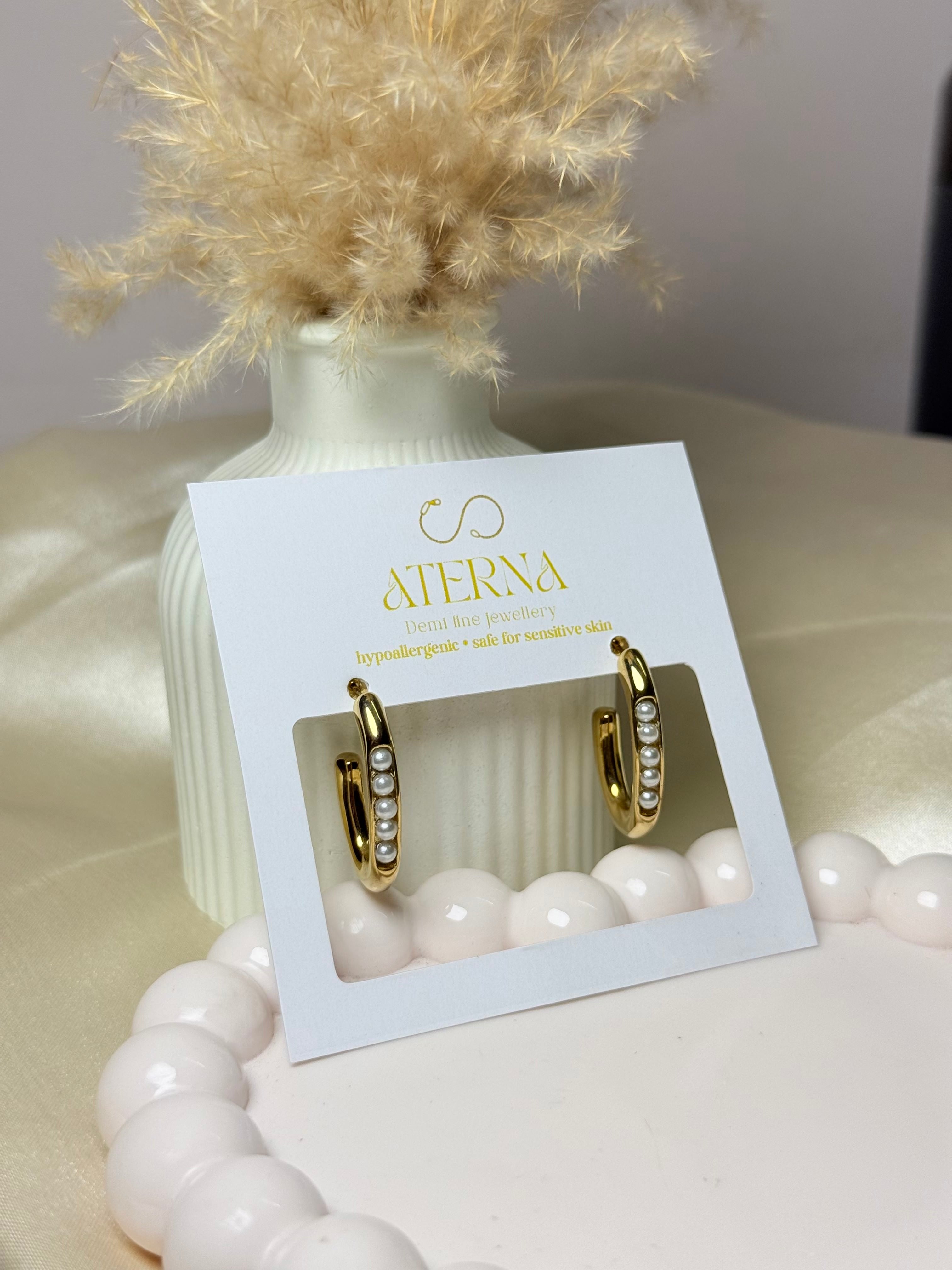 Luna pearl anti tarnish hoop earrings elegant wear