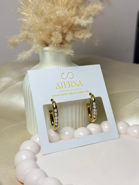 Luna pearl anti tarnish hoop earrings elegant wear