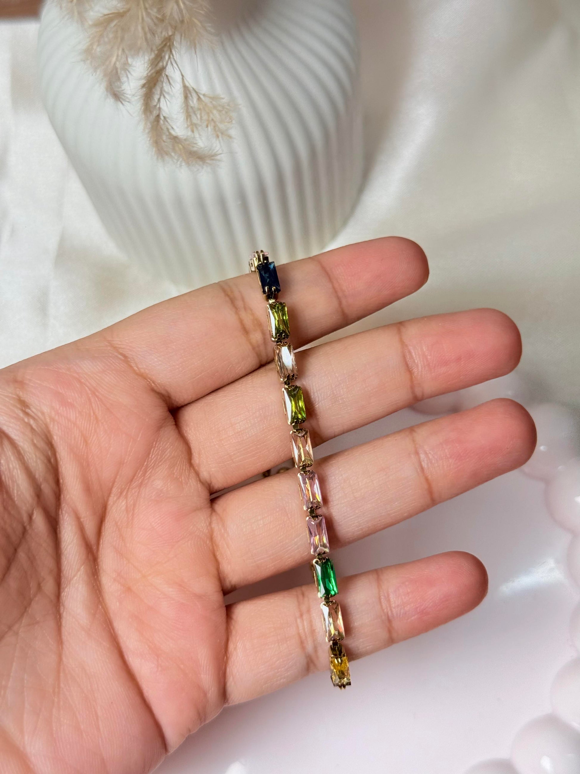 Multi colored anti tarnish tennis bracelet vibrant style