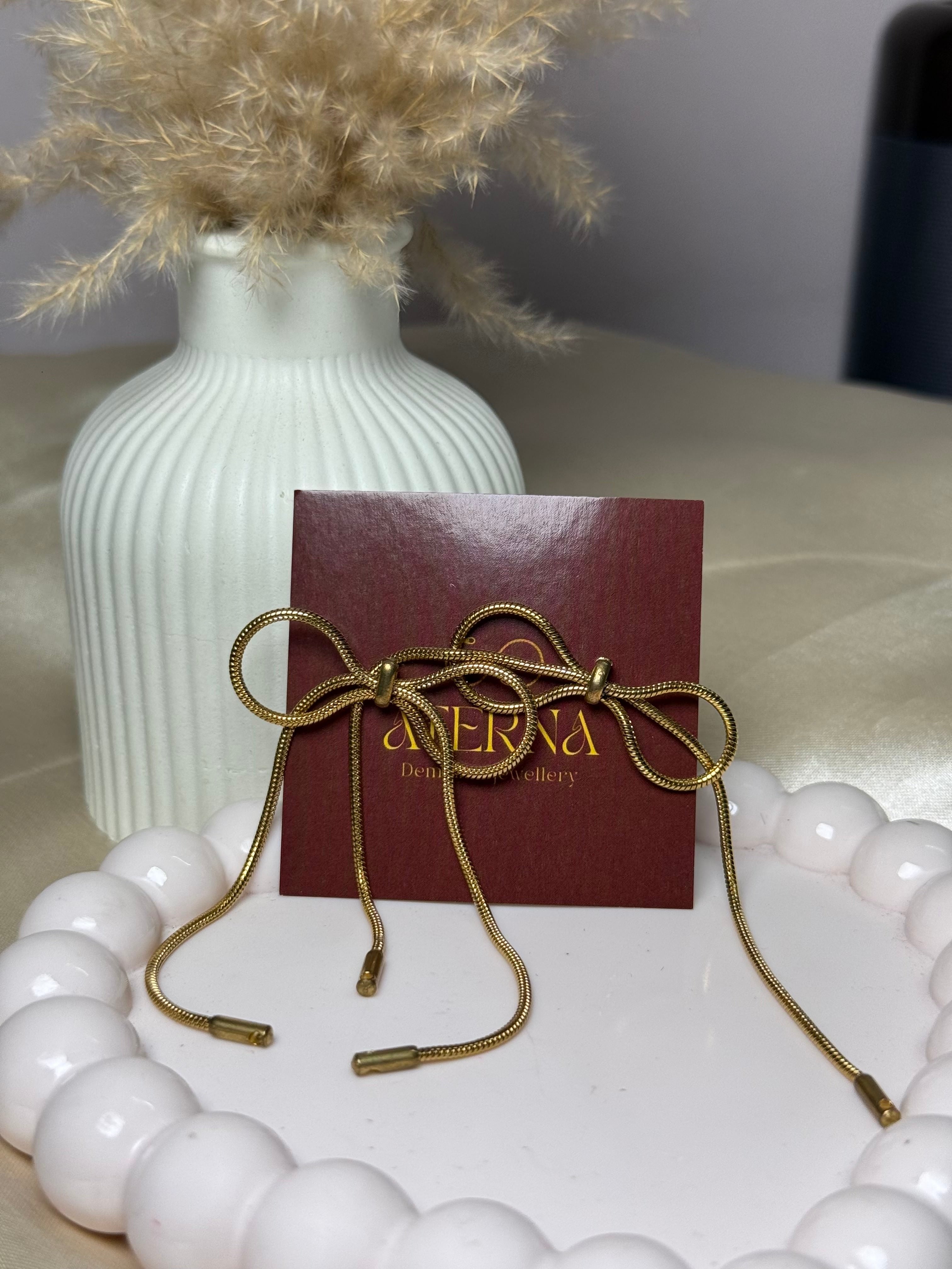 Bow drop anti tarnish earrings elegant styling