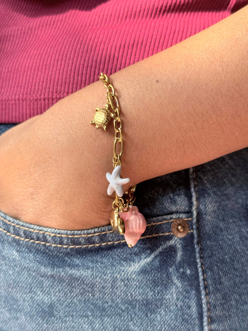 Charm bracelet anti tarnish lightweight everyday wear