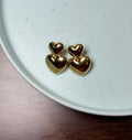 Dual heart anti tarnish earrings cute everyday wear