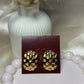Gold checkered anti tarnish stud earrings bold styling