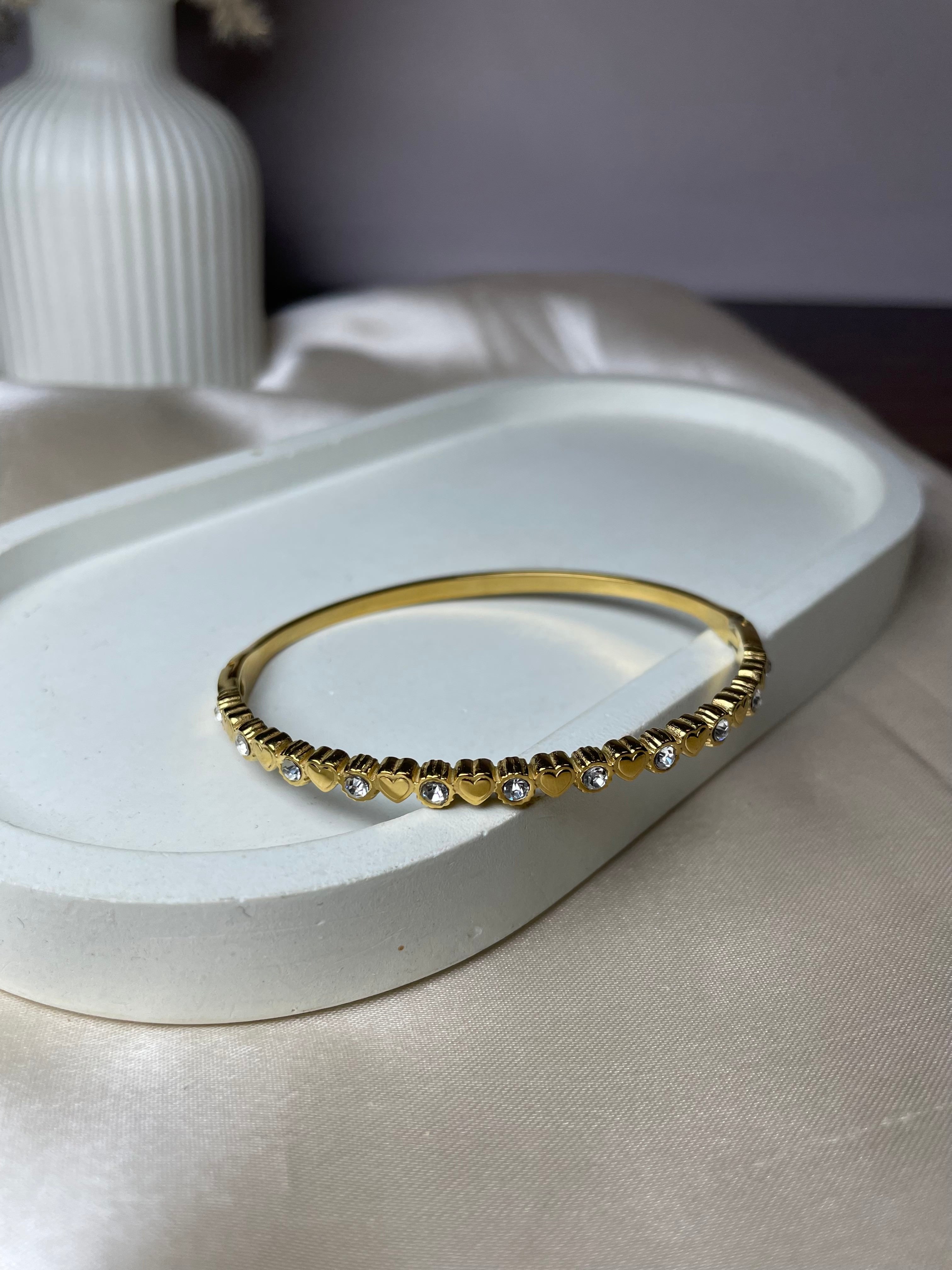 Heart studded anti tarnish bracelet cute trendy style