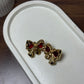 Red ribbon bow anti tarnish earrings feminine style
