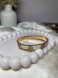 White enamel flora anti tarnish bracelet feminine wear